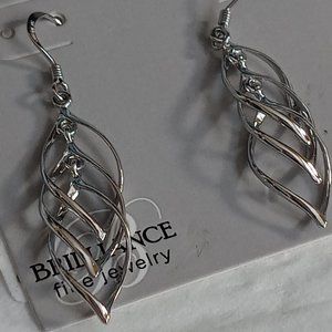 Sterling Silver Interwoven Dangling Earrings